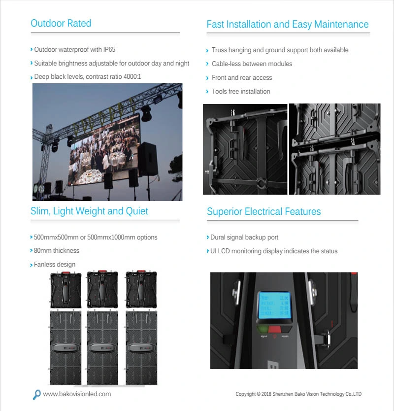 P3.9 Outdoor Stage Rental LED Display Screen IP65 Waterproof Panels